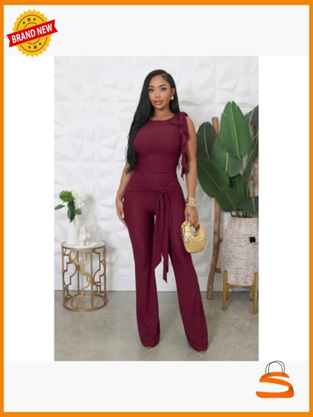 Women's 2 Piece Outfits Ruffle Tank Top & Flare Pants Matching Set Summer - Picture 3 of 7